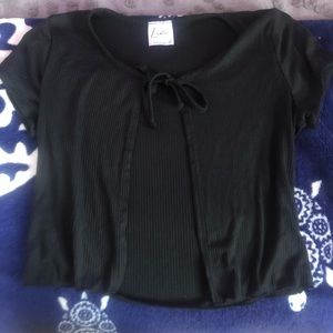 short sleeve tie front cardigan